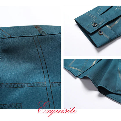 Men's Casual and Fashionable Long Sleeved Printed Shirt, Non Ironing and Wrinkle Resistant Business Top