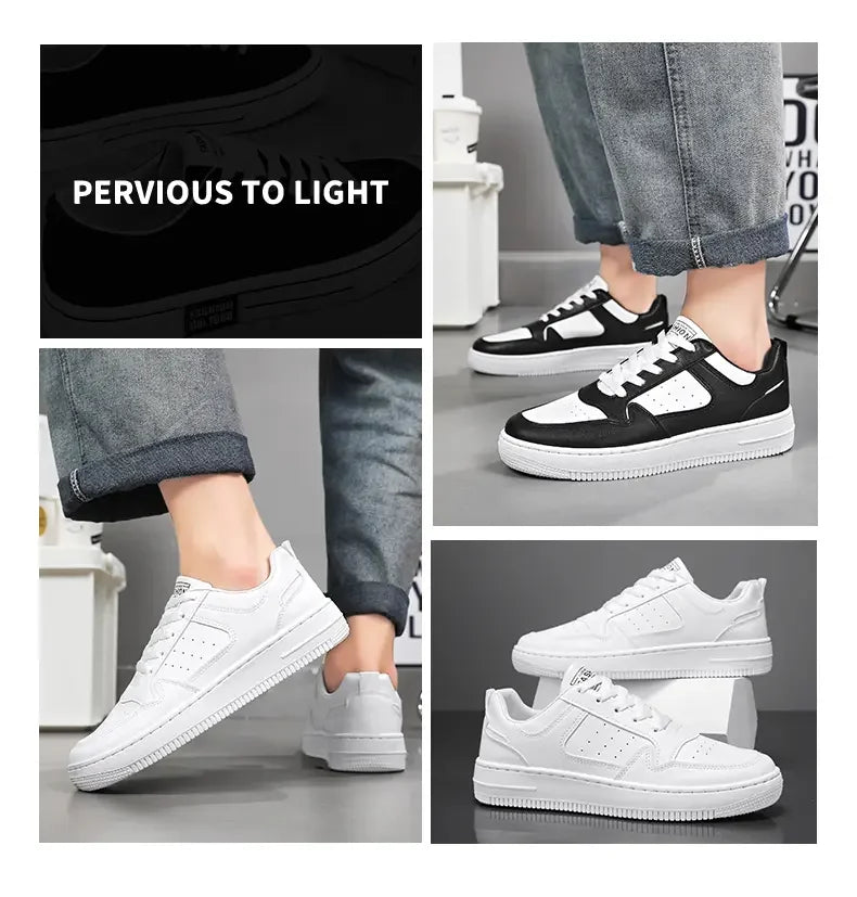 Men's Shoes Explosion Thick Soled Leather Small White Shoes Men's Trendy Shoes with Fashion Board Shoes Street Casual Shoes