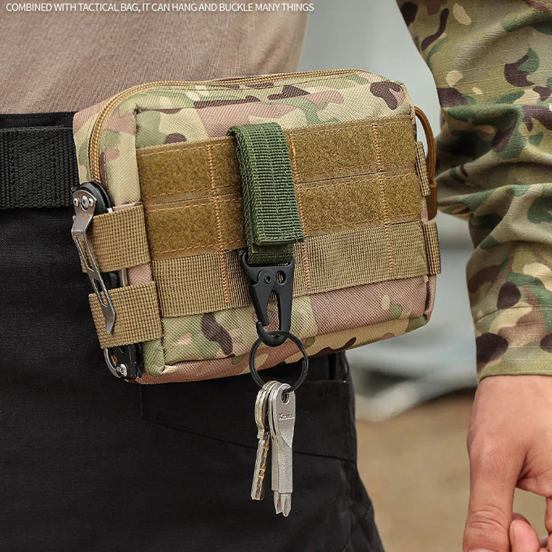 2 PCS.Tactical Hanging Buckle Molle Nylon Webbing Carabiner Belt Triangle Keychain for Outdoor Climbing Camping Tool Accessory