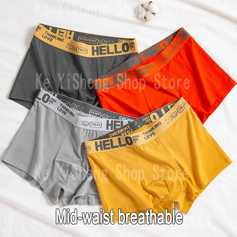 10PCS Men's underwear mid-waist breathable lightweight boxers boxers letter suit men's underpants in multiple colors
