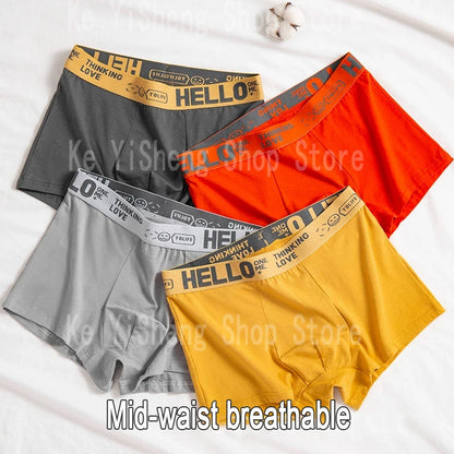 10PCS Men's underwear mid-waist breathable lightweight boxers boxers letter suit men's underpants in multiple colors