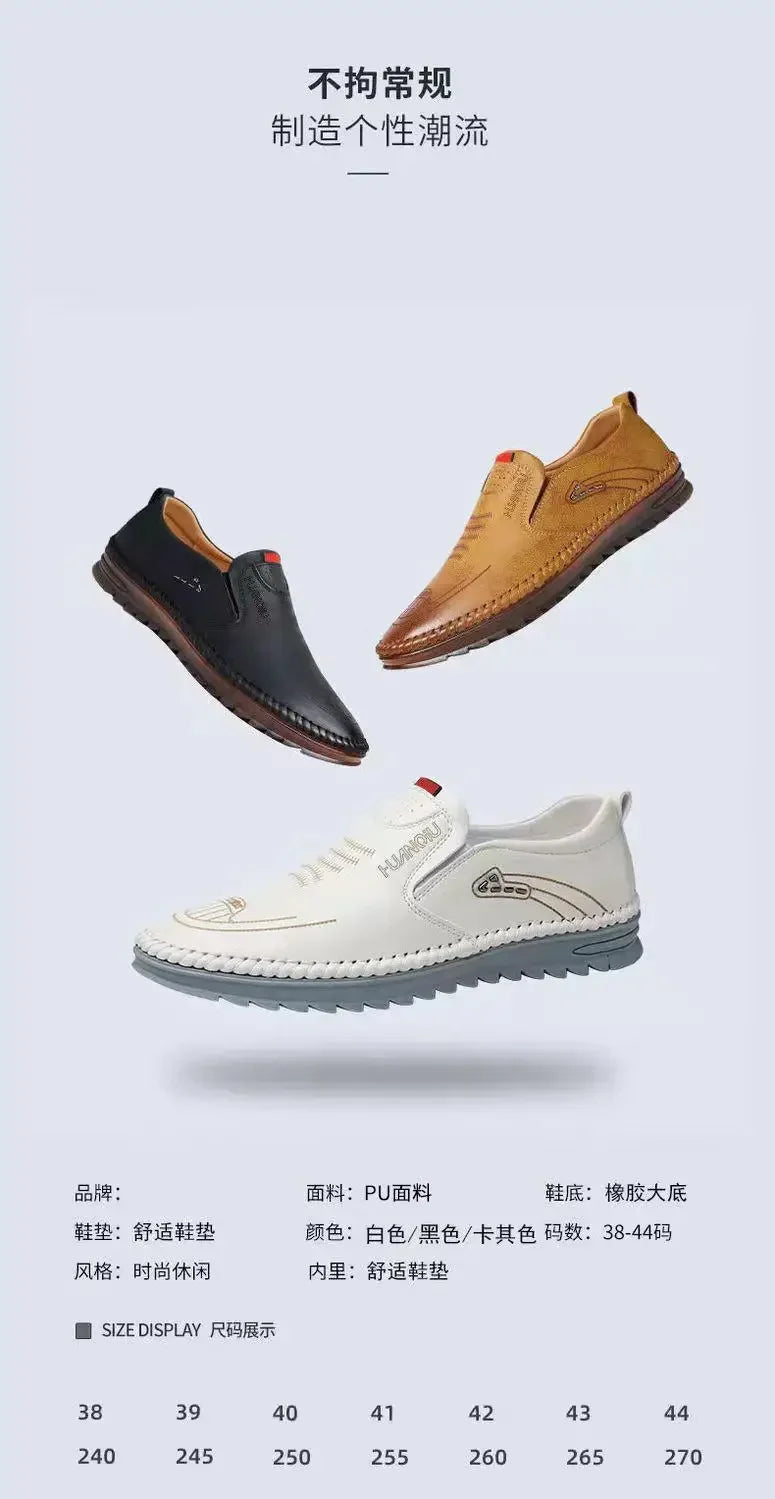 High Quality Men Shoes Handmade Leather Footwear Male Casual Business Flats Outdoor Soft Soled Travel Sneakers