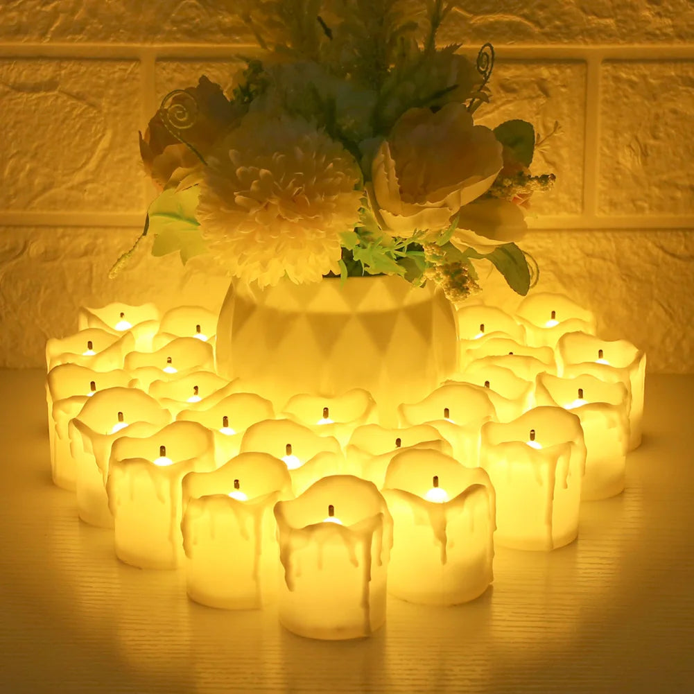 12/24Pcs Flameless LED Candle Battery Operated Flickering Candle For Home Christmas Party Wedding Decoration Tealight Candles