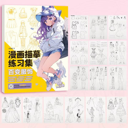 Comics Girl Boy Comics Hand Drawn Tutorial Book Studying Novice Zero Basic Line Draft Practice Book Drawing Copy Book Learning