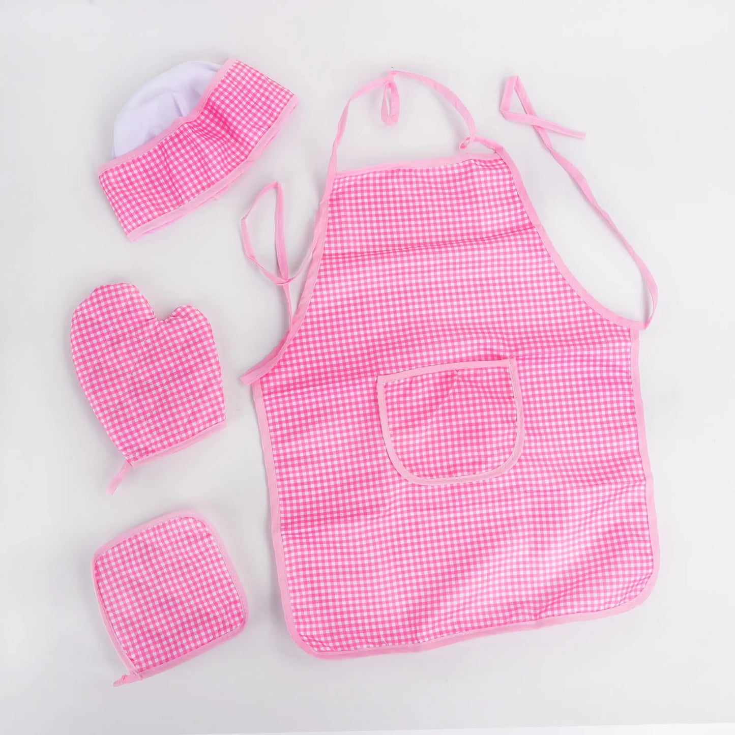 Play The Role Of A Family Dress Up In The Kitchen  Cook Set  Baked Checkered Apron  Toy