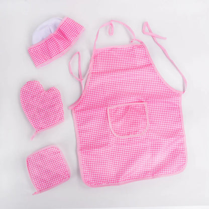 Play The Role Of A Family Dress Up In The Kitchen  Cook Set  Baked Checkered Apron  Toy