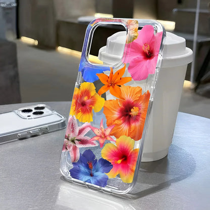 Transparent Cover Phone Case For iPhone 16 15 Pro Max 14 13 12 11 XS X XR 7 8 Plus SE2 Feshon Flowers Pattern