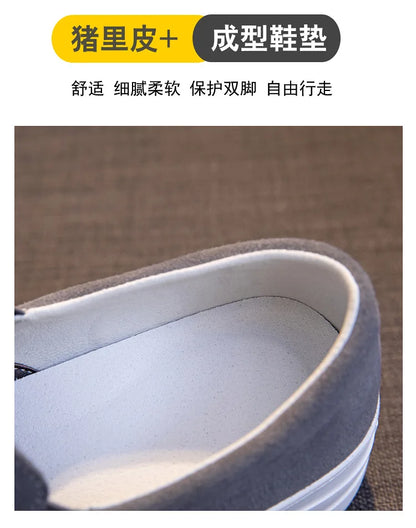 Shoes for Women Spring Leisure Sneakers New Womens Lazy Footwear Lightweight Thick Sole Genuine Leather Board Shoes Platform