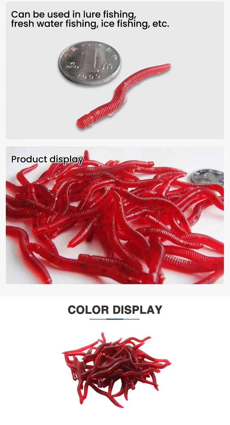 طُعم صناعي ناعم أحمر برائحة سمكية واقعية من BURLE، يحاكي ديدان الأرض الحمراء، طُعم صيد اصطناعي