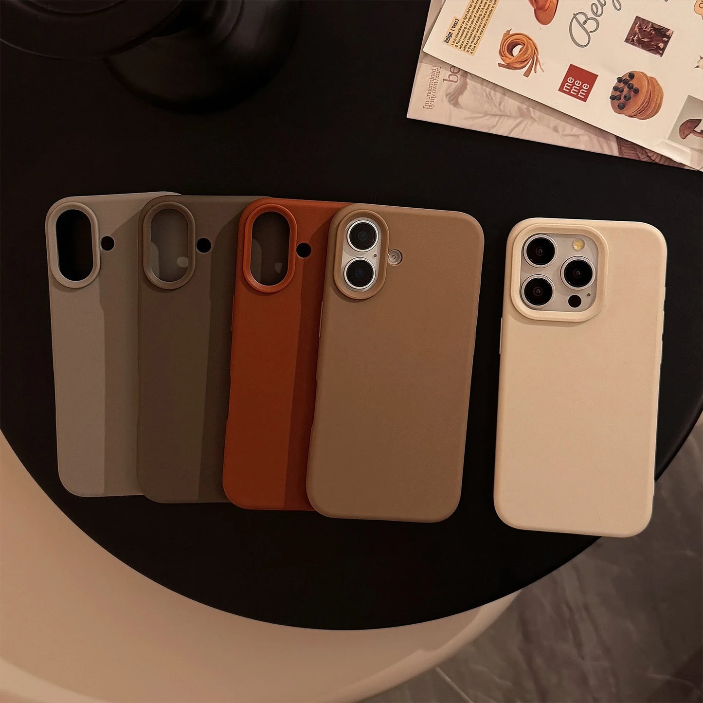 Minimalist Brown Gray Cream White Phone Cases for iPhone 16 Plus Pro Max 15 14 13 12 11 Winter Style Protective Phone Covers