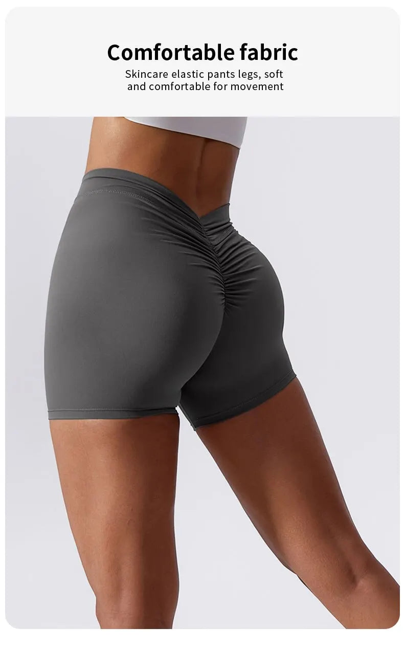 Women's Sexy Stretch Yoga Shorts With Hip Lifting And Abdominal Tightening Tight Fitness Wearing Running Pants Externally