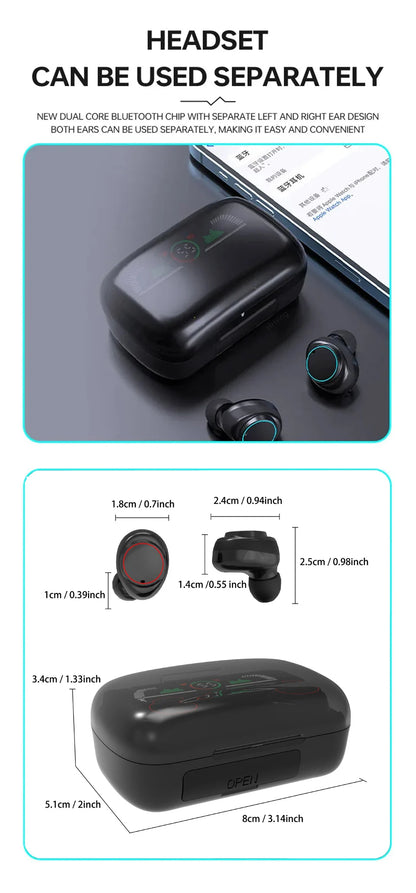 Wireless Bluetooth Headphones TWS Headsets With Mic Stereo Sport In-ear Earphone Touch Control Long Standby HD Call Earbuds Game