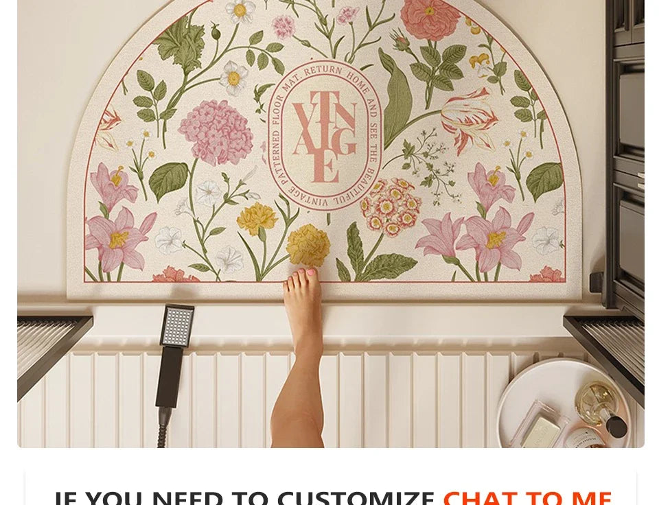 Bathroom Mat Semicircular Rug Absorbent Toilet Carpet Doormat Floor Mats Water-absorbent Soft Washable Bath Non-slip Area Rugs