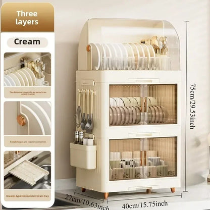 Kitchen Bowl Rack, Tableware Storage Box, Household with Lid, Tableware, Bowl Box, Dish Drain Rack, Plastic Cupboard