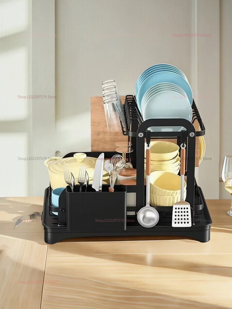 Kitchen utensil storage rack, multifunctional drainage rack on the countertop, convenient for storing utensils in the kitchen