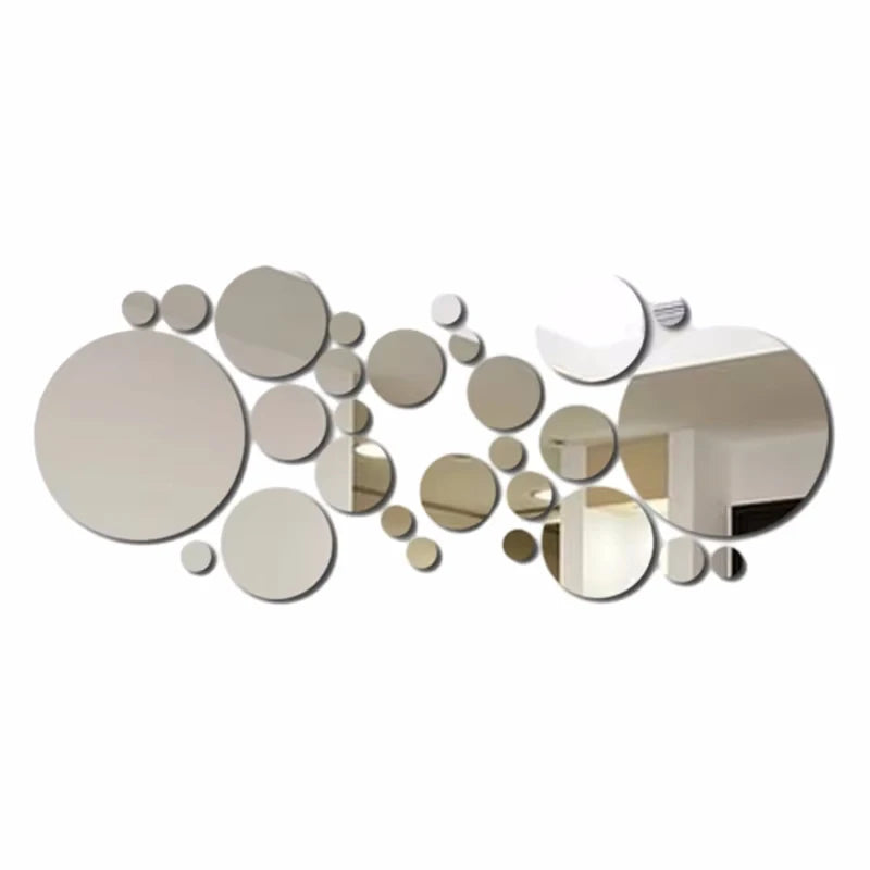 26pcs Round Acrylic Mirror Stickers - Self-Adhesive Removable Bathroom/Kitchen Wall Decor, Shatterproof Tile Art for Ceramic