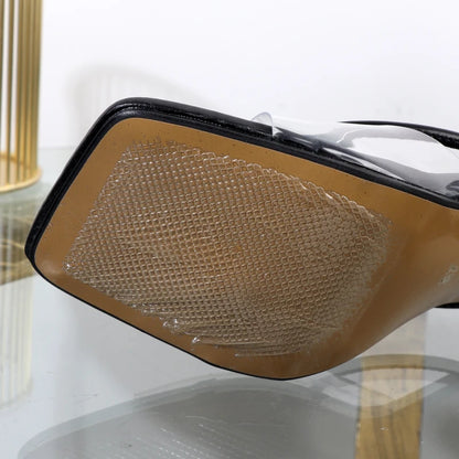 shoes for women 2025 designer luxury new stiletto flip flops clip toe outdoor Transparent slippers black temperament sandals 9CM