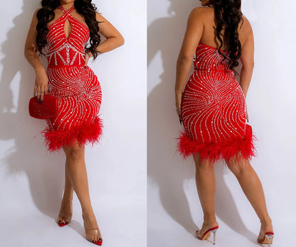 Sparkly Diamonds Elegant Dress Women For Wedding Party Cocktail Prom Dress Rhinestone Sheer Mesh Sexy Formal Evening Dresses