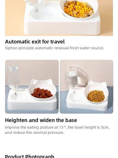New Pet Bowl 15 Degrees Tilt to Protect Cervical Vertebrae Dog Food Bowl Automatic Drinking Feeder Pet Feeding Supplies
