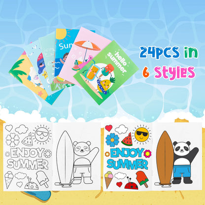 24pcs Coloring Books Colouring Pages Bulk Ocean Colorful Drawing DIY Art Doodle Painting Learning Color Booklet Arts Beginners