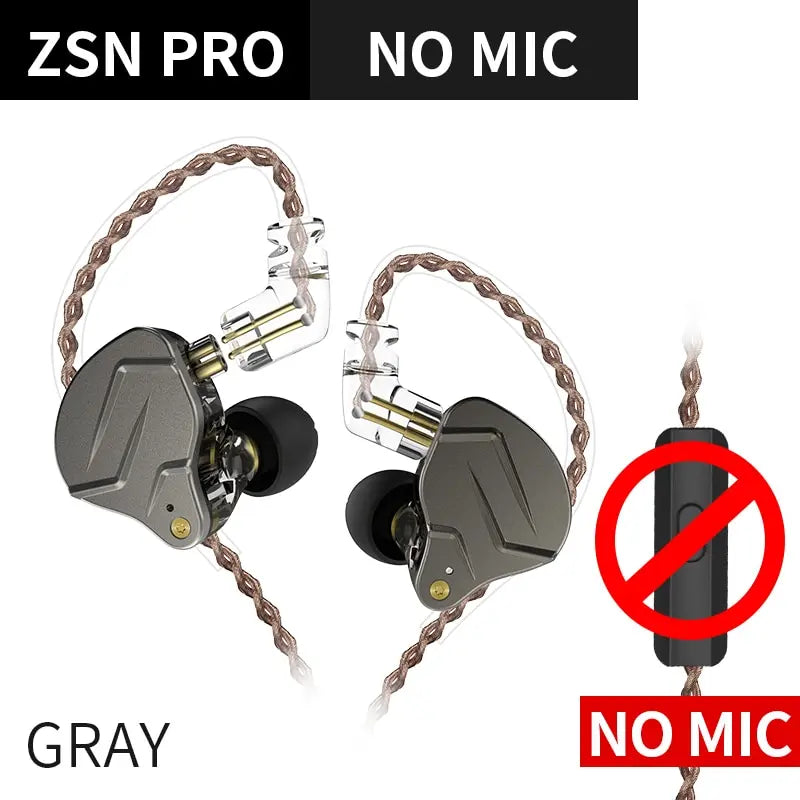 KZ ZSN PRO 1BA 1DD Hybrid Drive In Ear Earphones HIFI Metal Bass Earbud Sport Music Headset Replaceable