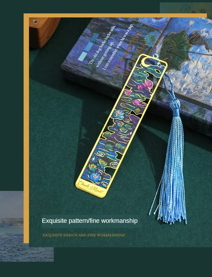 1 Pc Metal Sunflower Hollow Bookmark Chinese Style Creative Painted Book Holder Tassel Pendant Kids Stationery School Supplies