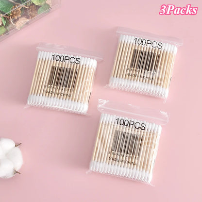 1-20Packs 100Pcs/Pack Wooden Sticks Baby Cotton Swabs Cleaning of Ears Tampons Health Beauty Cotton Swab Cleaning Cotton Buds