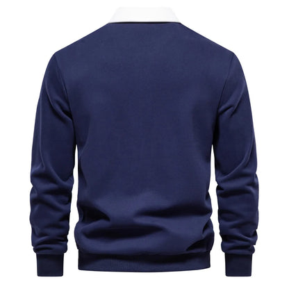 long sleeved Polo collar hoodie trend 2025 new autumn European size foreign trade men's hoodie high quality casual versatile men