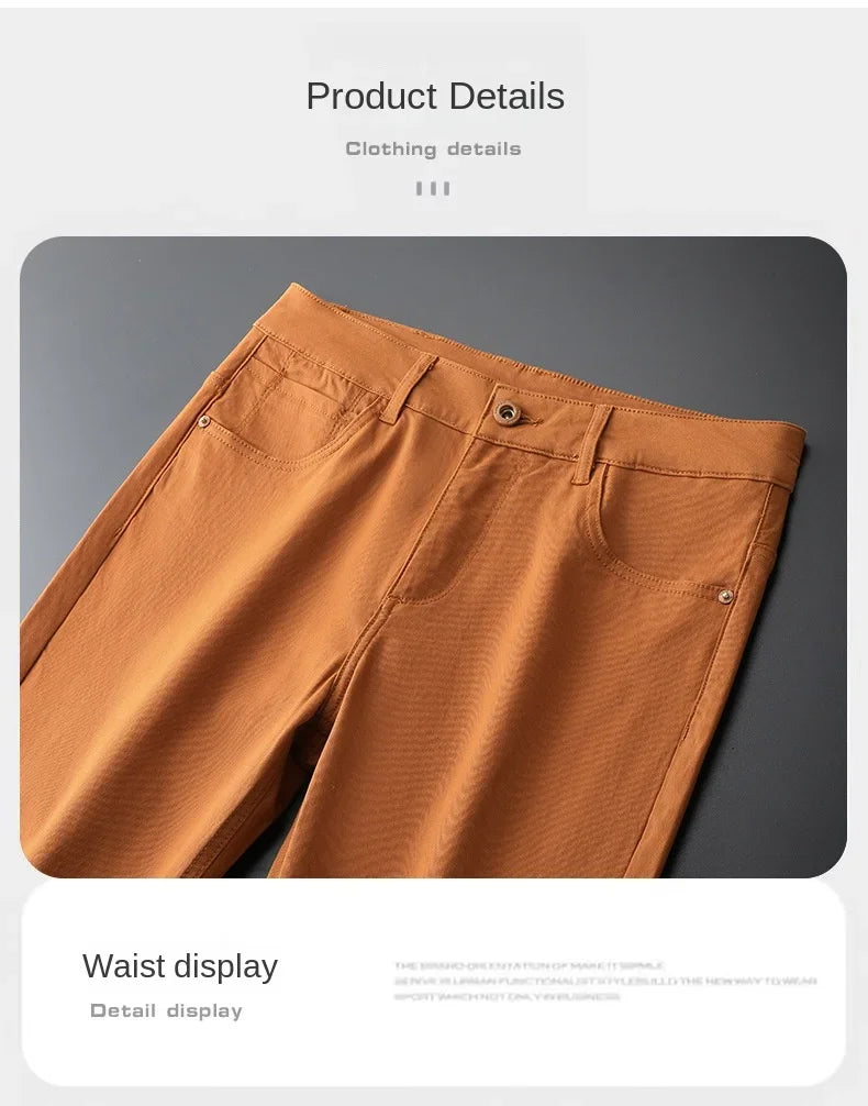 Seven-Color Stretch Jean Men's Trendy Wild Simple 97% Cotton High-End Slim-Fitting Small Straight Casual Men's Clothing Trousers