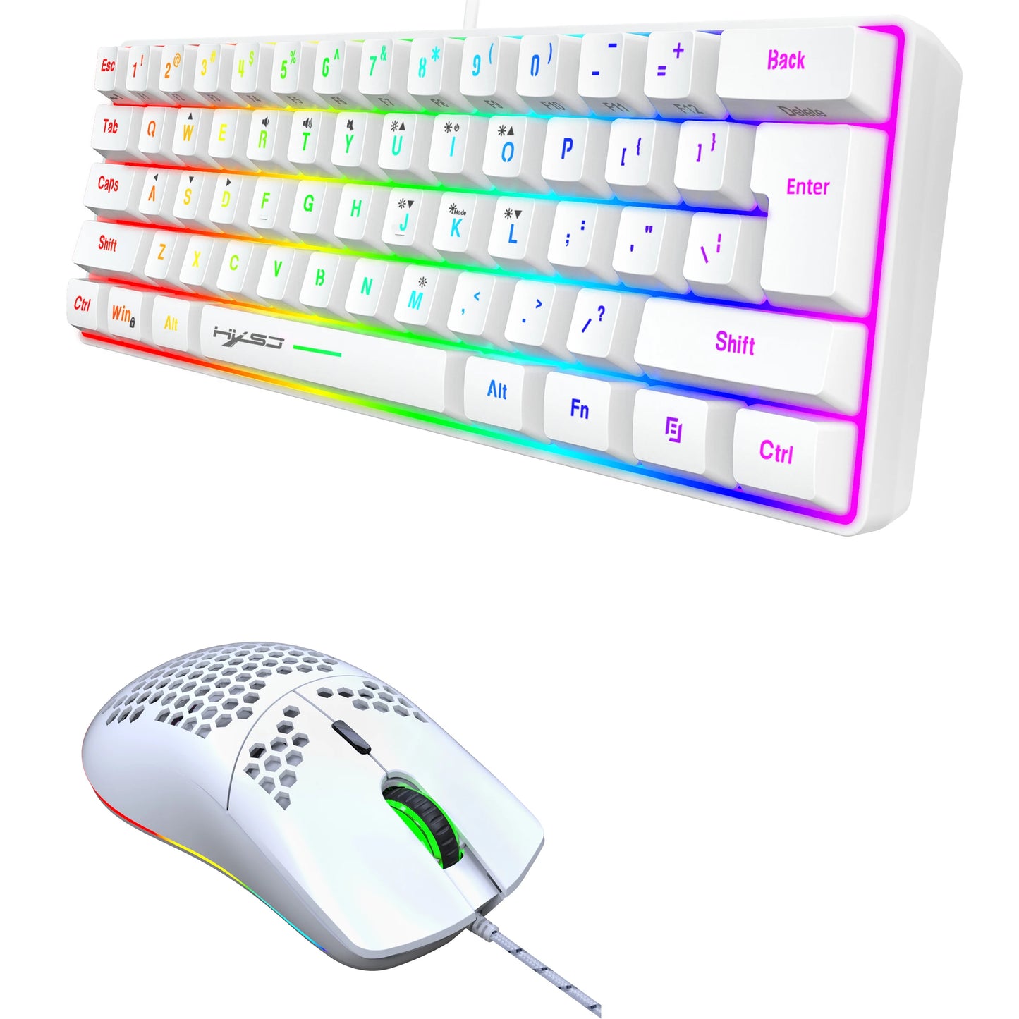 Gaming Keyboard And Mouse Combo,61-key Mini Wired Keyboard RGB Backlit 6400 CPI Mouse, Keyboard And Mouse Gaming For box PC Lapt