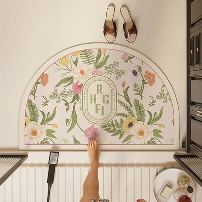 Bathroom Mat Semicircular Rug Absorbent Toilet Carpet Doormat Floor Mats Water-absorbent Soft Washable Bath Non-slip Area Rugs