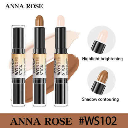 Double-ended  Face Foundation Concealer Pen, highlighter, waterproof and sweatproof, high nose bridge, face slimming for Makeup