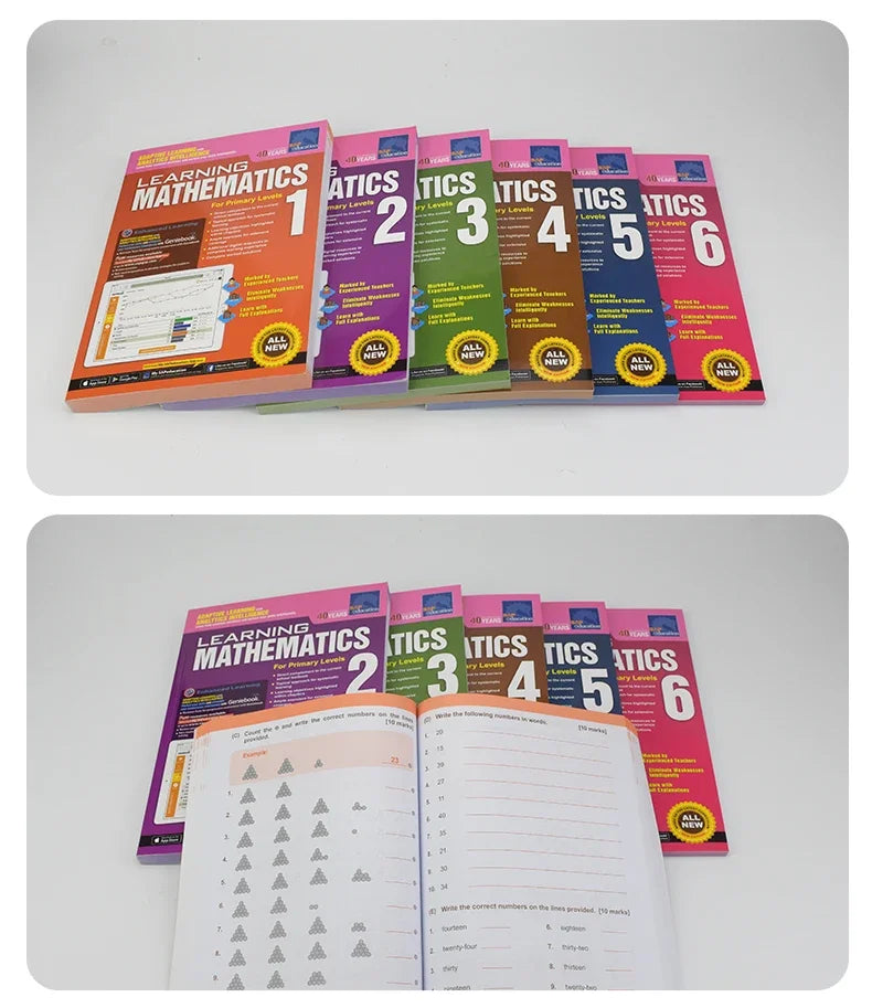 Kids Learning Math Books 6 Books/Set SAP Learning Mathematics Book Grade 1-6 Children Learn Mat ...