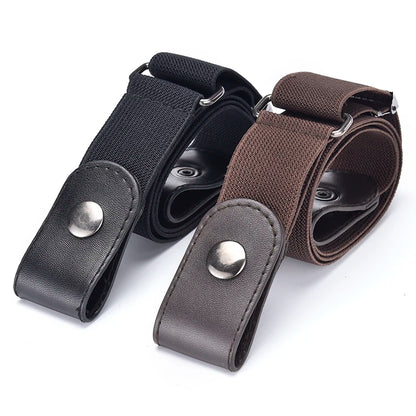 Simple Fashionable Women's No Buckle Stretch Elastic Waist Belt Men Woven Invisible Lazy Belt Length Adjustable，For Jeans、Dress