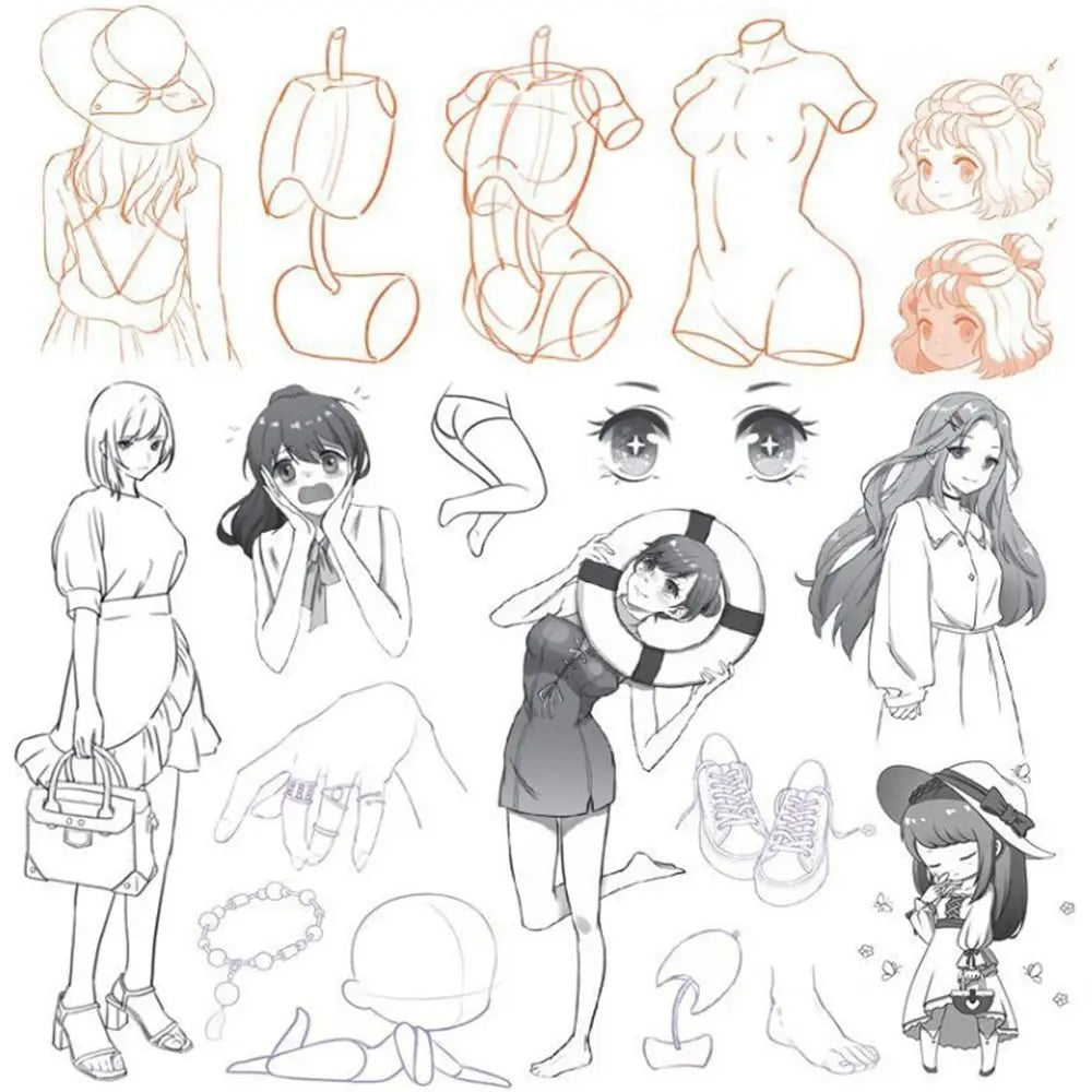 Comics Girl Boy Comics Hand Drawn Tutorial Book Novice Zero Basic Learning Line Draft Practice Book Studying Art Tracing Sketch