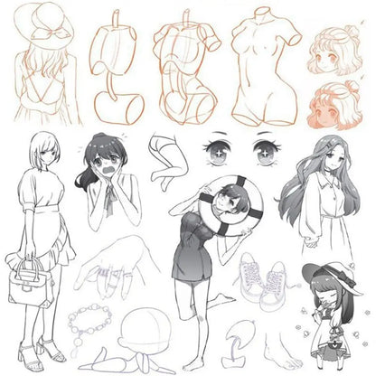 Comics Girl Boy Comics Hand Drawn Tutorial Book Novice Zero Basic Learning Line Draft Practice Book Studying Art Tracing Sketch