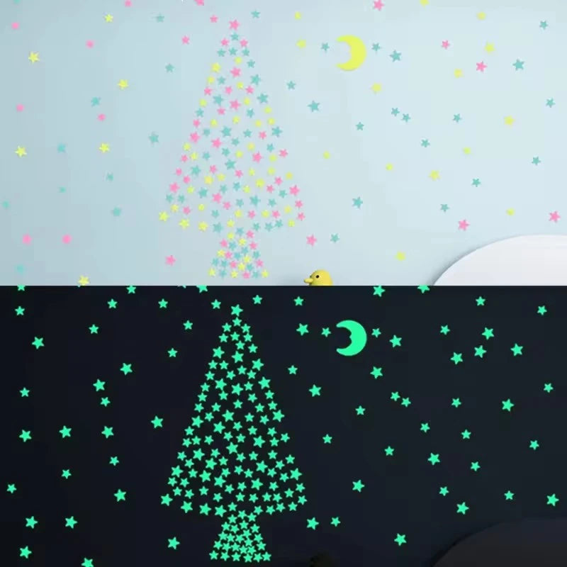 Glow in The Dark Stars Stickers - Self Adhesive Wall Decals for Kids Room Decor, DIY Night Sky Ceiling, Luminous Party Supplies