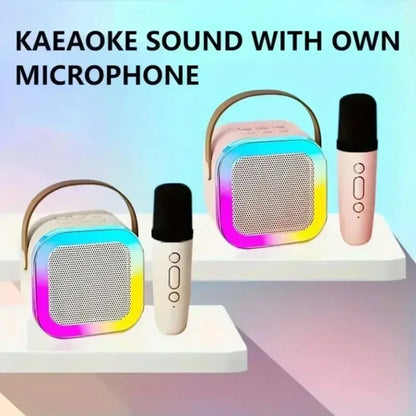 Portable K12 Karaoke Machine With 2 Wireless Microphones Wireless RGB Lights Gift Speaker Set,Home Karaoke For Party Birthday