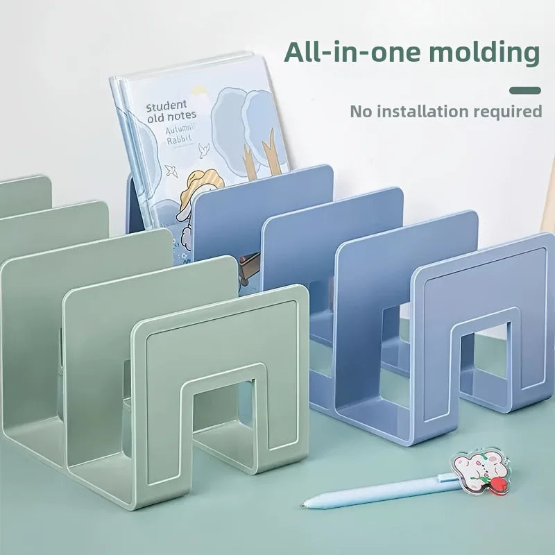 4 Grid Bookends Stand Bookshelf Desktop Decor Storage Rack Bookend Book Holder School Stationery Office Desktop File Organizer