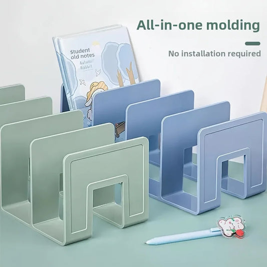 4 Grid Bookends Stand Bookshelf Desktop Decor Storage Rack Bookend Book Holder School Stationery Office Desktop File Organizer