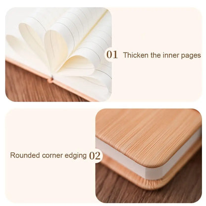 200 Pages A5 Notebook PU Leather Cover with Magnetic Buckle Business Office Notepad Wood Grain Thickened Paper Diary