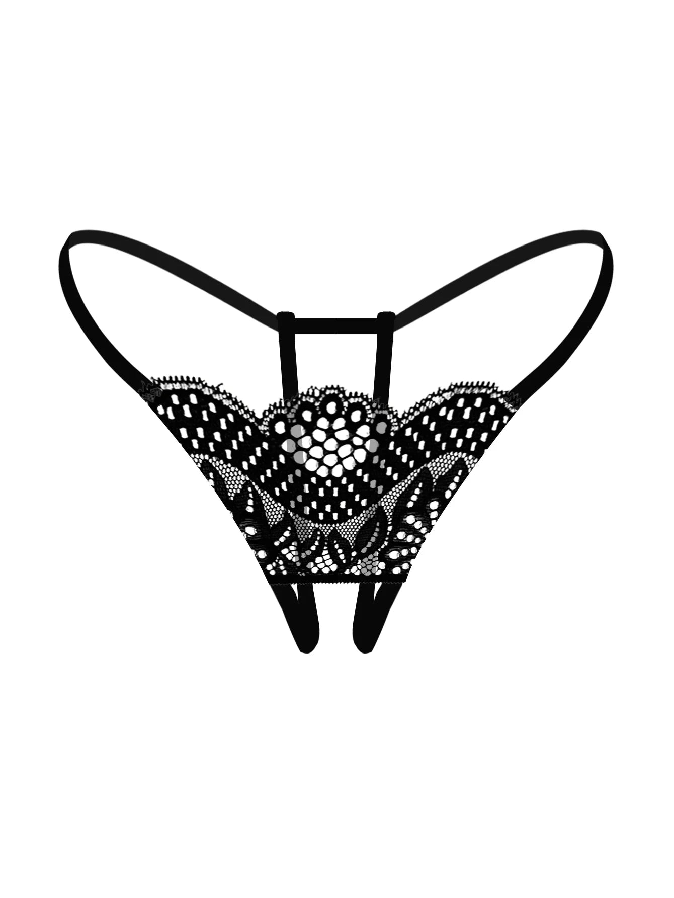 Varsbaby Women's Micro Thongs Lace Low Rise T-back G-string Sexy Crotch Opening Underwear Panty Thin String Intimates Lingerie