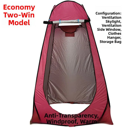 خيمة استحمام خارجية محمولة، خيمة طاقة سميكة، مرحاض متنقل، غرفة تغيير الملابس، عزل حراري، كاميرا، معدات سفر