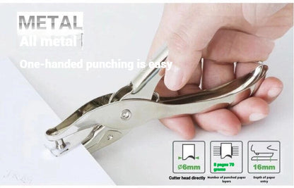 Single Hole Punch 8 Sheet Capacity 6mm Diameter Hole Puncher Hand Paper Scrapbooking Punches for Home Office School Supplies