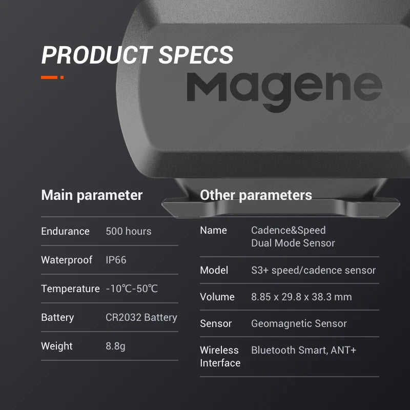 MAGENE Computer Speedometer ANT+ Speed And Cadence Dual Sensor Bike Speed And Cadence Ant+ Suitable For GARMIN IGPSPORT Bryton