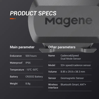 MAGENE Computer Speedometer ANT+ Speed And Cadence Dual Sensor Bike Speed And Cadence Ant+ Suitable For GARMIN IGPSPORT Bryton