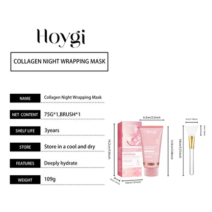 قناع الوجه الليلي بالكولاجين المتحلل قناع مقشر ومرطب لتعزيز مرونة البشرة ويقلل من ترهلها وبهتانها