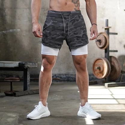 Camo Shorts Men 2 in 1 Double-deck Quick Dry Beach Bottoms Fitness Breathable Gym Training Jogging Short Pants Summer Shorts Men