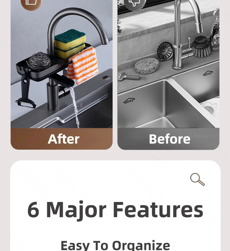 Kitchen Faucet Rack  Kitchen Accessories Sponge Storage Rack Kitchen Sink Rack Holder Dishcloth Towel Rack Filter Basket