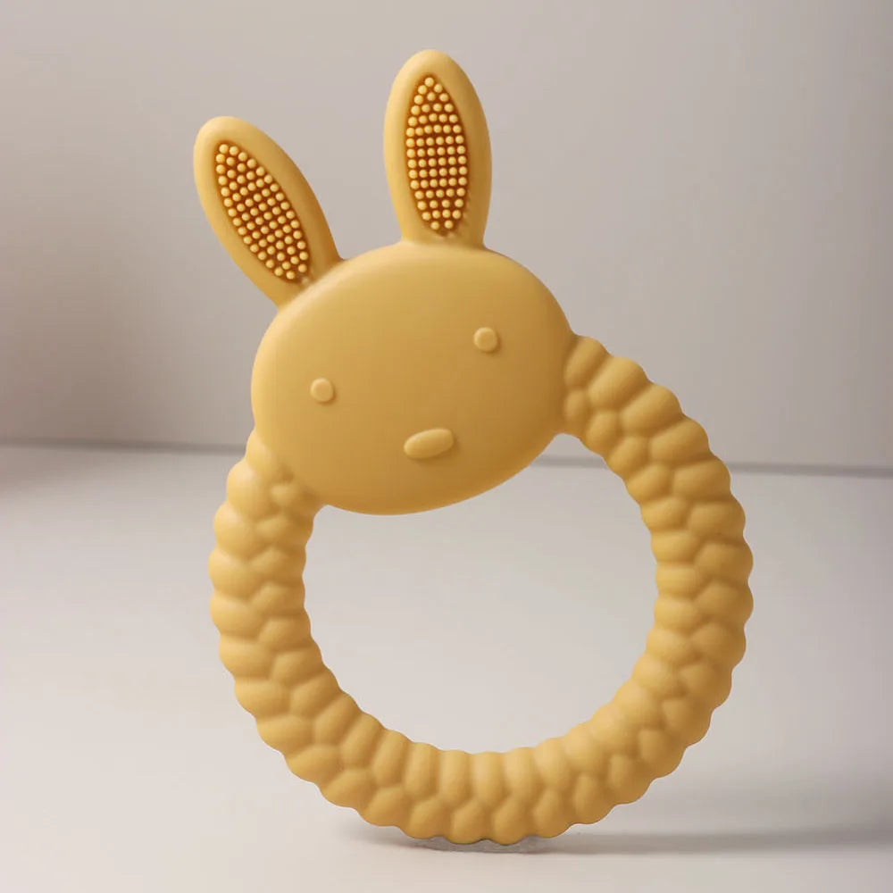Cute Baby Rabbit Baby Toy Food Grade Safe Silicone Toothbrush bunny Teether Toy Teething Set